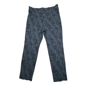 Susan Graver Side Zip Knit Pants Teal Black Animal Print Stretchy Size 18W